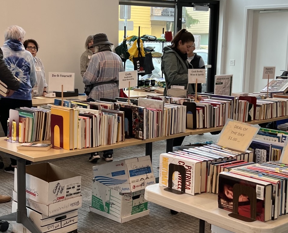 book sale with tables and books