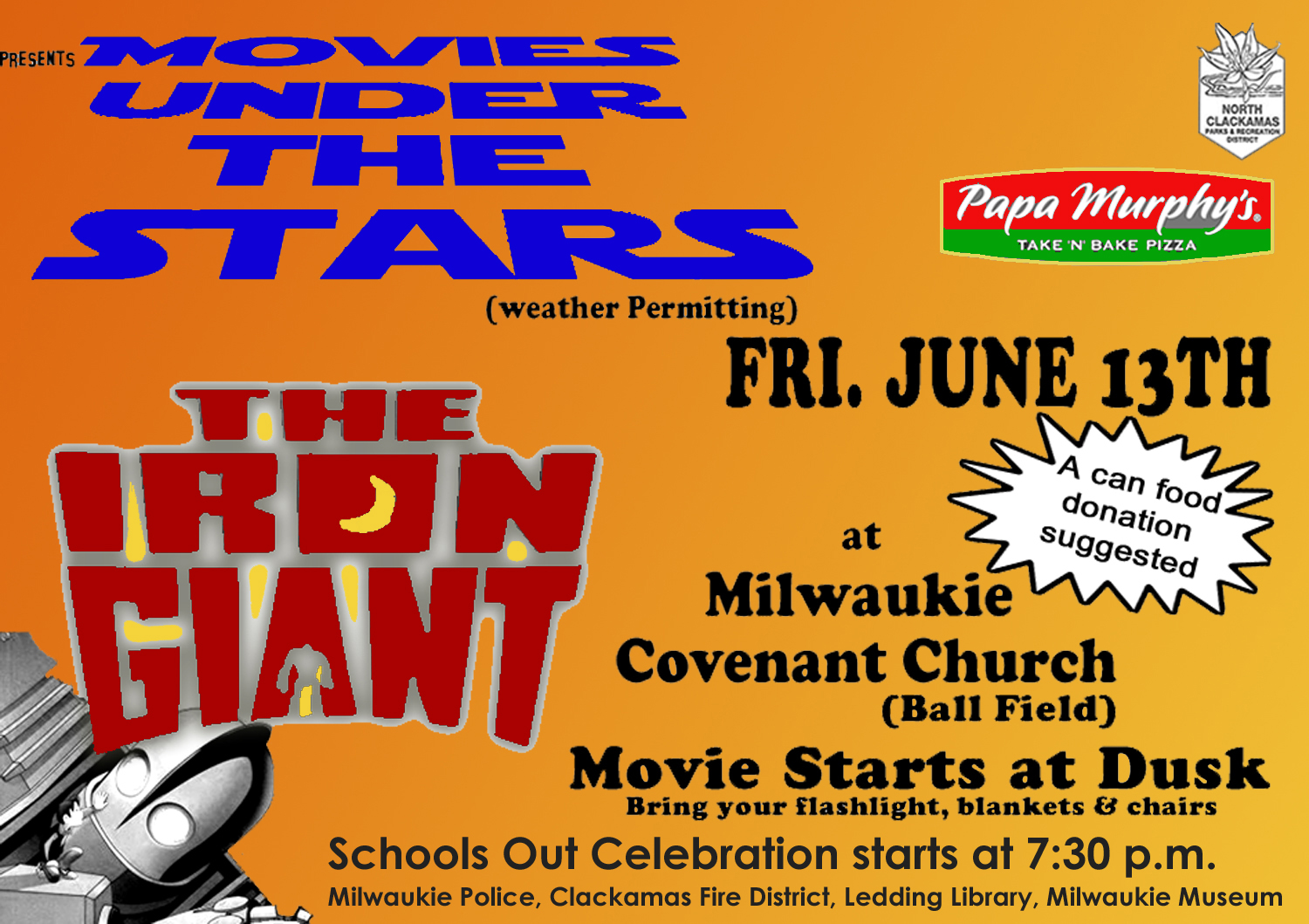 Take in a Movie Under the Stars June 13th! City of Milwaukie Oregon