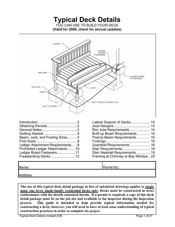 Deck Design Guide Typical Deck Details City of Milwaukie Oregon